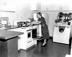 Margaret Peck in the kitchen, Santa Rosa, California, 1957