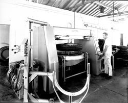 Machinery at Firestone Retread Shop, Monroe and Company, Santa Rosa, California, 1966