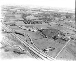 Aerial view looking southwest at the Highway 101 and Mendocino Avenue interchange, Santa Rosa, California, March 1, 1965