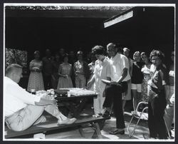 Guests at a party for Charlotte Townsend, Miss Sonoma County, Santa Rosa, California, 1961