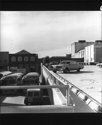 View of B Street from the second story of the B Street parking garage at 521 Fifth Street (Ross and B Streets), Santa Rosa, California, November 26, 1968