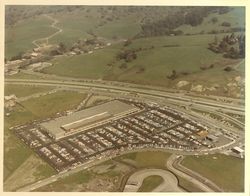 Aerial view of K-Mart discount department store and surrounding area, Santa Rosa, California, February 1970