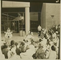 Tigger, Eeyore and Winnie the Pooh at Sears ribbon cutting for new Santa Rosa Plaza store, Santa Rosa, California, 1980