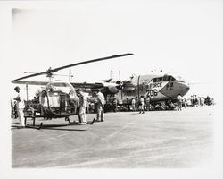 Airplanes on display at dedication of Coddingtown Airport, Santa Rosa, California, 1960