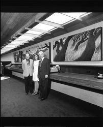 Lawrence Simons, Ruth Dicker and John P. Long at grand opening of Bank of Sonoma County, Santa Rosa, California, September 30, 1967