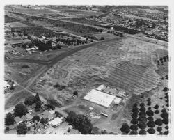 Aerial view of site of Lucky Store at Guerneville Road and Range Ave, Santa Rosa, California, 1962