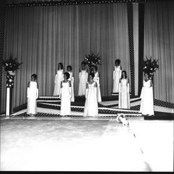 Miss Sonoma County candidates wearing formal gowns