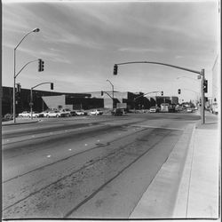 B Street exterior of Santa Rosa Plaza under construction, Santa Rosa, California, 1982