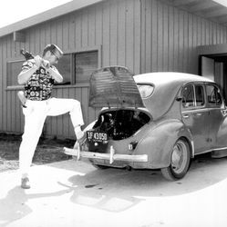 John LeBaron with Rio Renault, Santa Rosa, California, about 1954