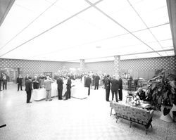 Interior of the newly remodeled Santa Rosa Savings office during Open House festivities, Santa Rosa, California, 1963