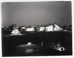 Night view of Welti Chapel of the Roses, Santa Rosa, California, 1957