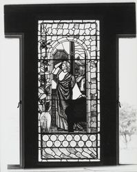 Stained glass window in Burbank's carriage house, Santa Rosa, California, 1979