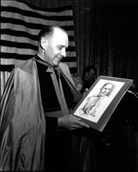 Unidentified speakers and honoree at Knights of Columbus meeting, Santa Rosa, California, September 7, 1967