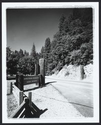 Entrance sign to Armstrong Redwoods State Reserve, Guerneville, California, 1964