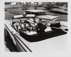 Chonne Patton with group of friends and her new Ford Fairlane convertible, Santa Rosa, California, 1959