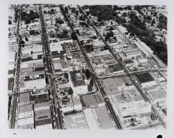 Aerial view of Courthouse and surrounding area, Santa Rosa, California, 1982