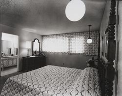 Bedroom of a model home in Petaluma Gardens, Petaluma, California, 1966