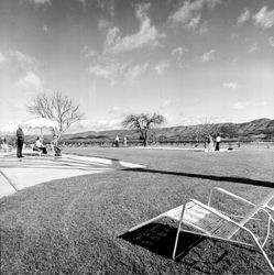 Shuffle board and swimming pool at Rancho de Napa Mobile Home Estates, Yountville, California, about 1971