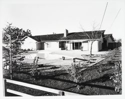 Backyard and swimming pool of a home in the Town and Country area, Santa Rosa, California, 1967