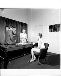 Three unidentified people at Empire College, Santa Rosa, California, 1970