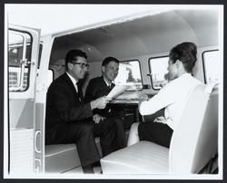 Redwood Empire Title Company receiving their Volkswagen van from Veale Volkswagen, Santa Rosa, California, 1964