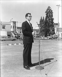 Trent Harrington speaking at ground breaking for Bank of America, Santa Rosa, California, September 7, 1967