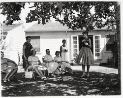 Junior Miss program in the yard of the Fostmeier home, Petaluma, California, 1959