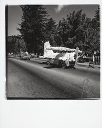 Airplane float in Guerneville parade, Guerneville, California, 1978