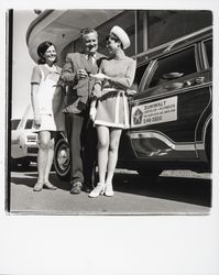 Miss Sonoma County, Peggy Christian, receiving keys from Mr. Zumwalt, Santa Rosa, California, 1970