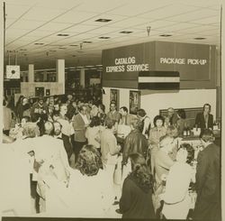 Wine tasting at Sears opening day celebration, Santa Rosa, California, 1980