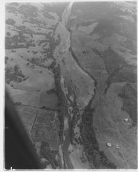 Aerial view of the Russian River above Healdsburg, California, 1958
