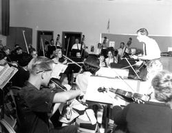 Corrick Brown conducting a rehearsal of the Santa Rosa Symphony, Santa Rosa, California, 1962