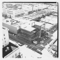 Aerial view of the partially completed Exchange Bank building, 545 Fourth Street, Santa Rosa, California, 1971