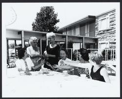 Selling raffle tickets at the Flamingo Hotel, Santa Rosa, California, 1960