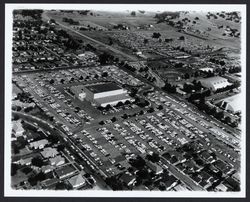 Aerial view of the Santa Rosa Veterans Memorial Building, Santa Rosa, California, 1962