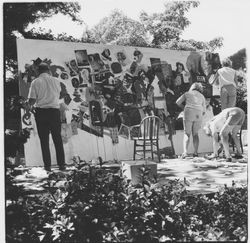 Putting together a collage at Artrium, Santa Rosa, California, 1969