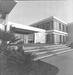 Views of the mosaic located outside the entrance to the Social Services Department building, Santa Rosa, California, 1968