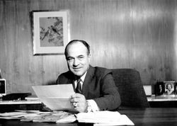 Henry Trione in his office, Santa Rosa, California, 1968