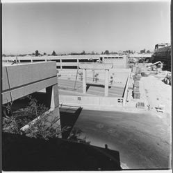Entrance to Plaza parking from Morgan Street under construction, Santa Rosa, California, 1981