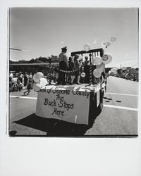 Bank of Sonoma County float in a Guerneville Parade, Guerneville, California, 1978