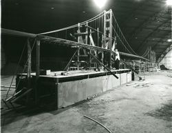 Golden Gate Bridge reproduced in the Hall of Flowers for the Fair, Santa Rosa, California, 1962