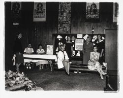 Display of nurses caps by the Orchid Ladies Auxiliary of Warrack Hospital, Santa Rosa, California, 1962