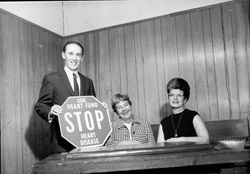 Heart Association members with heart fund signs, Santa Rosa, California, 1968
