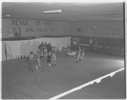 Couples dancing in a French cafe sketch in the Skating Revue of 1957, Santa Rosa, California, April, 1957