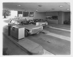 Drive up window at Coddingtown branch of Bank of America, Santa Rosa, California, 1964