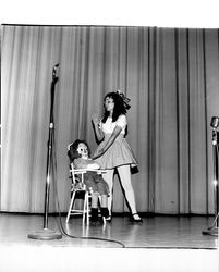 June Hill in the talent portion of the Miss Sonoma County pageant, Santa Rosa, California, 1971