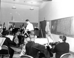 Corrick Brown conducting a rehearsal of the Santa Rosa Symphony, Santa Rosa, California, 1962