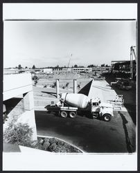 Entrance to Plaza parking from Morgan Street under construction, Santa Rosa, California, 1981