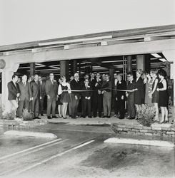 Ribbon cutting for reopening of Exchange Bank at Montgomery Village, Santa Rosa , California, 1969