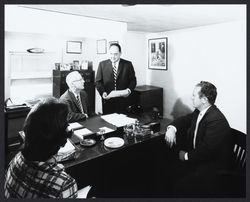Sales room at bishop Hansel Ford, Santa Rosa, California, 1963 — Calisphere